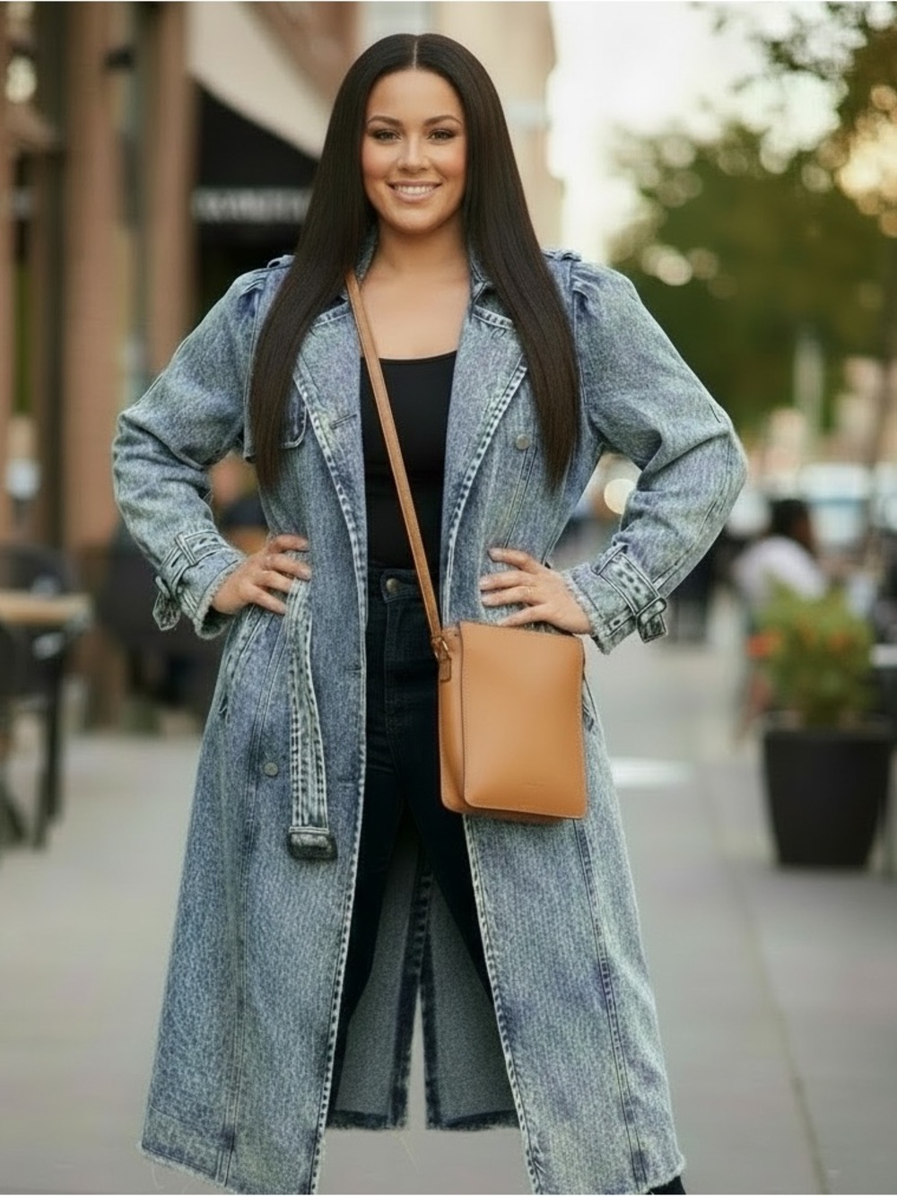 Acid Wash Denim Trench Coat - Women's 
Make a Statement with this Beauty!